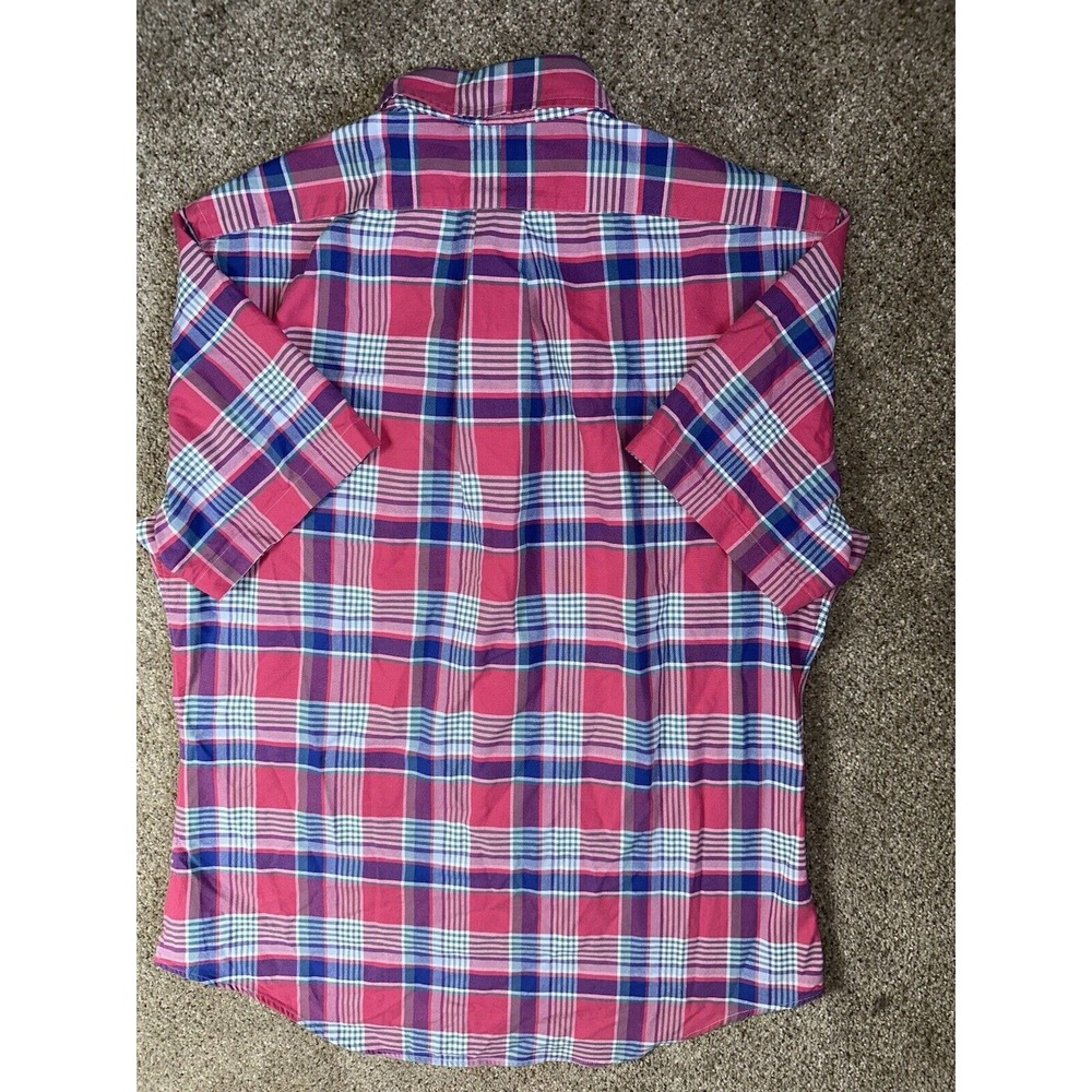 Polo Ralph Lauren Mens Large Slim Fit Short Sleeve Plaid‎ Button Up Shirt Cotton - Picture 5 of 8